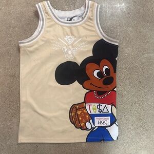 Kids Beige Mickey Mouse Tank Top